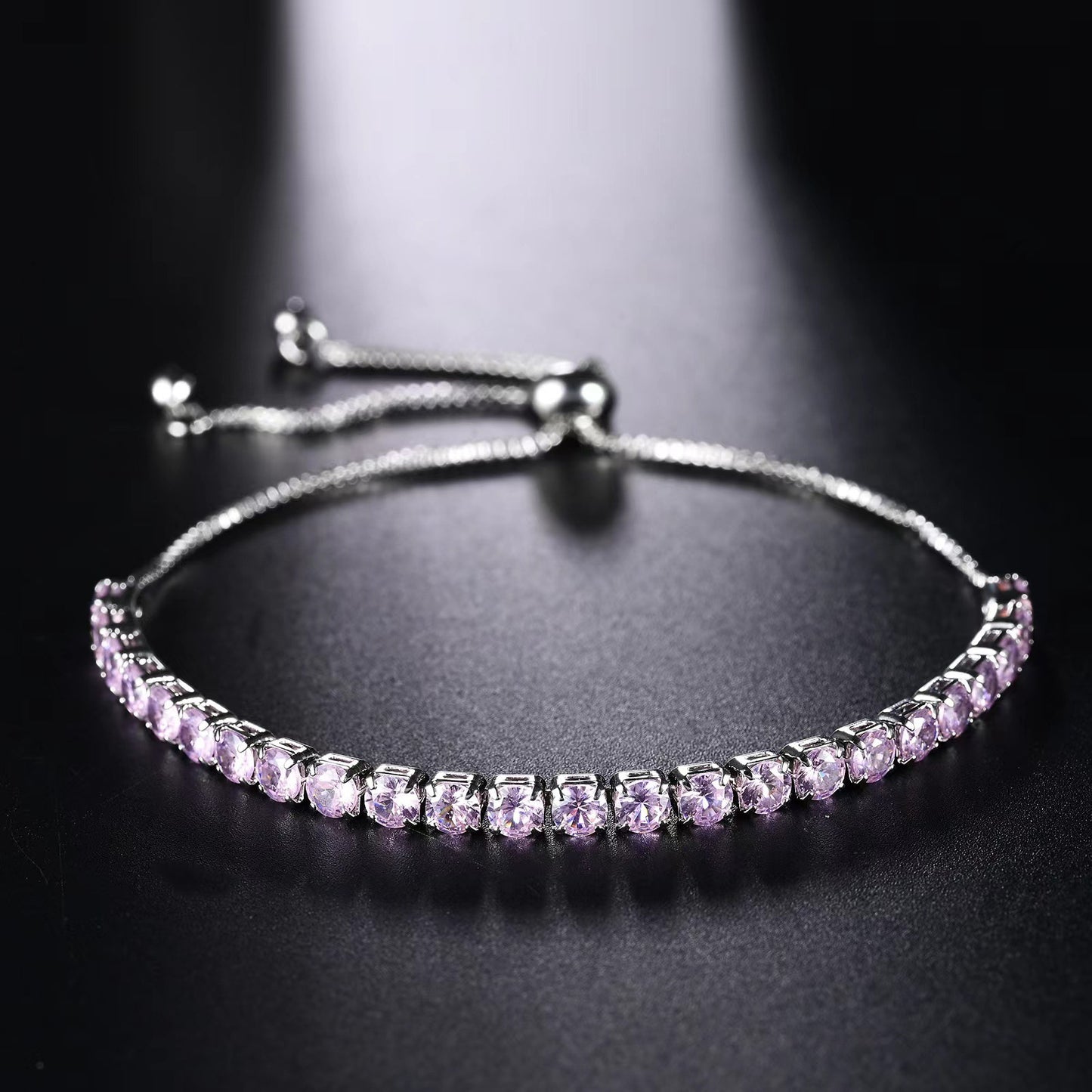 Alloy 4mm round single row full diamond bracelet (Minimo de Compra 2) MIC-LinD009