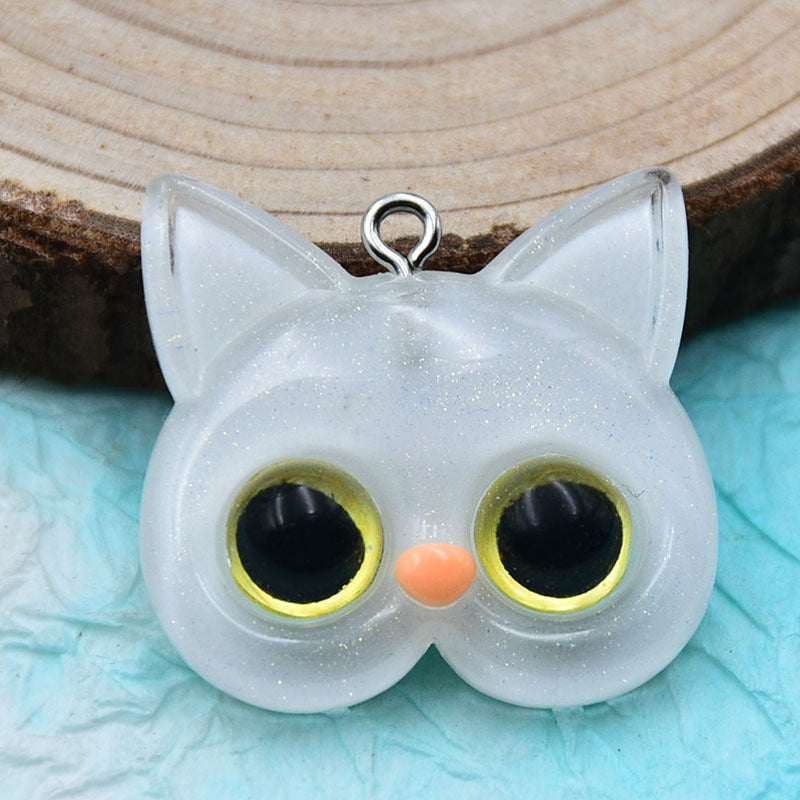 Resin cartoon different pupil teddy bear cat accessories MIC-ZhiB012