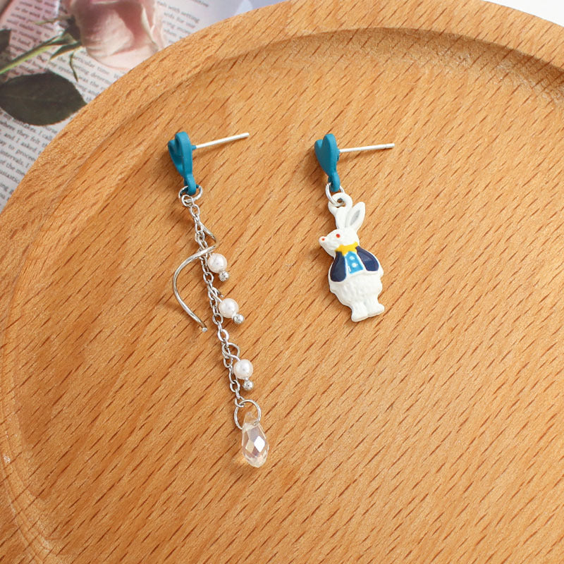 S925 Silver Needle Heart Rabbit Stud Earrings MIC-ABL002