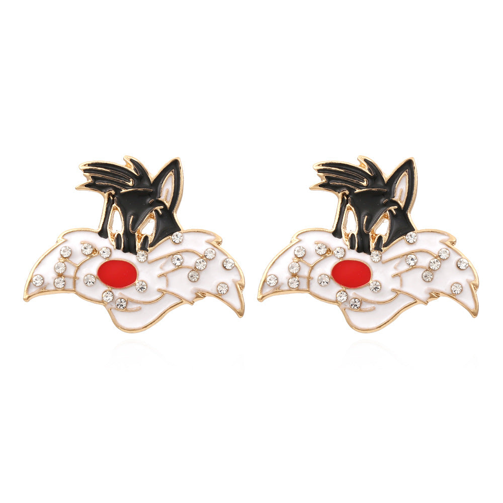 Alloy diamond inlaid cartoon character earrings MIC-ManY037