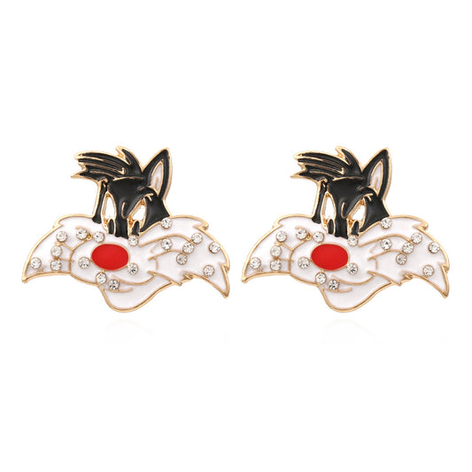 Alloy diamond inlaid cartoon character earrings MIC-ManY037