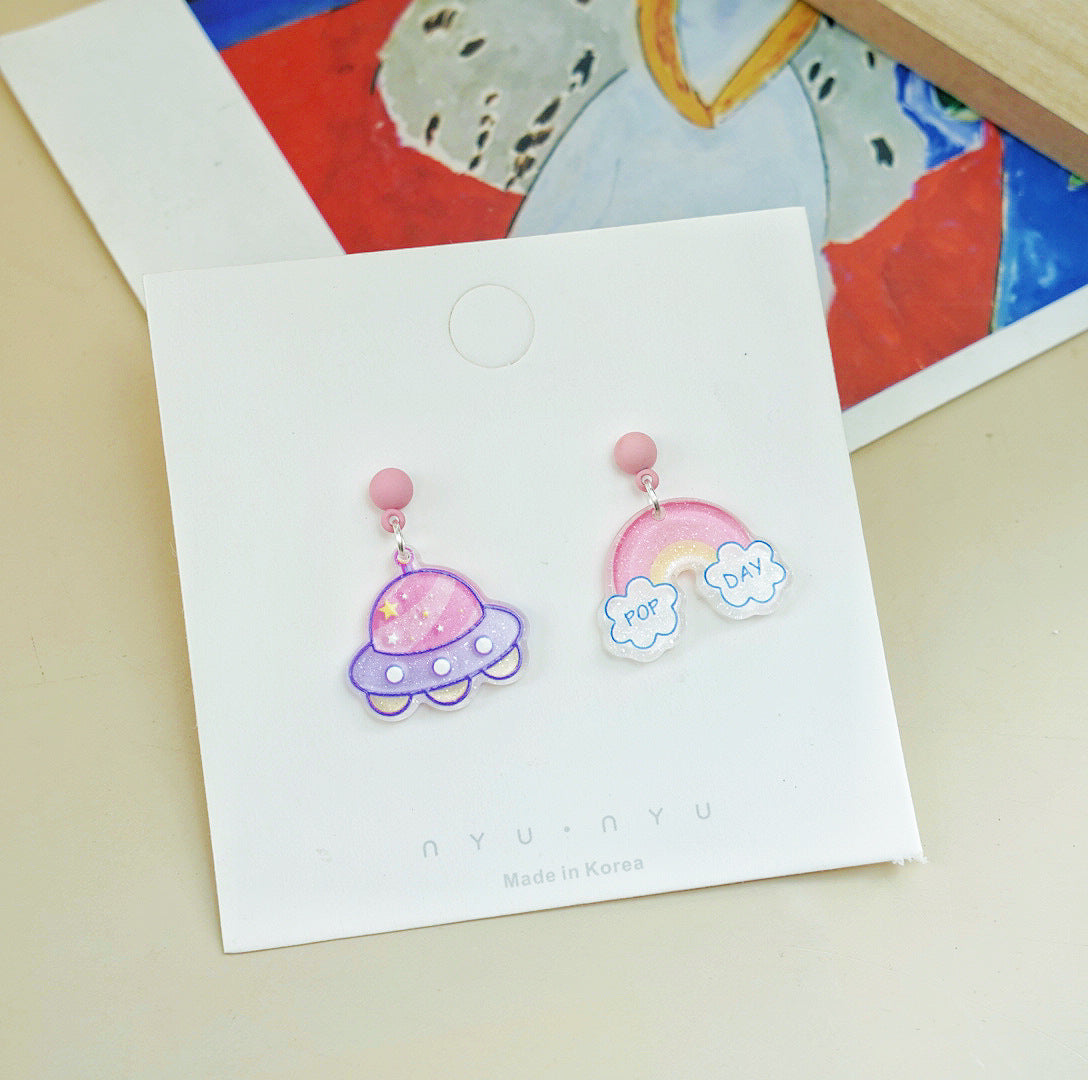 Alloy Planet Rainbow Cloud Earrings MIC-XNWE012