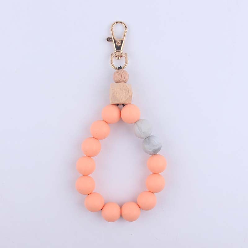 Keychains Silicone Beads Wooden Anise Wristlet MIC-YWGT001