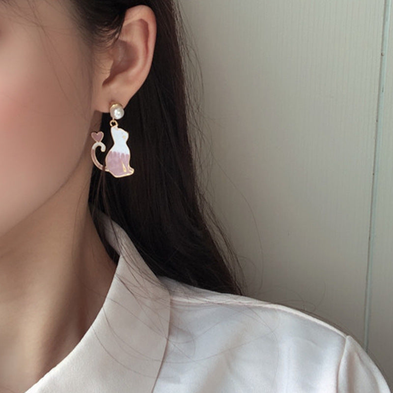 Alloy cat flower earrings MIC-GangM002