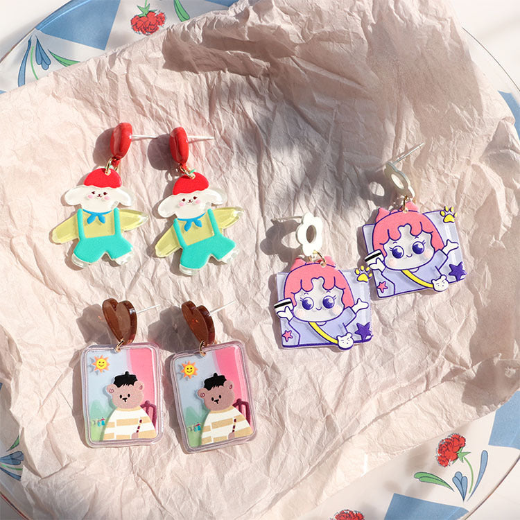 Acrylic relief painted cute earrings (Minimo de Compra 2) MIC-XiM052