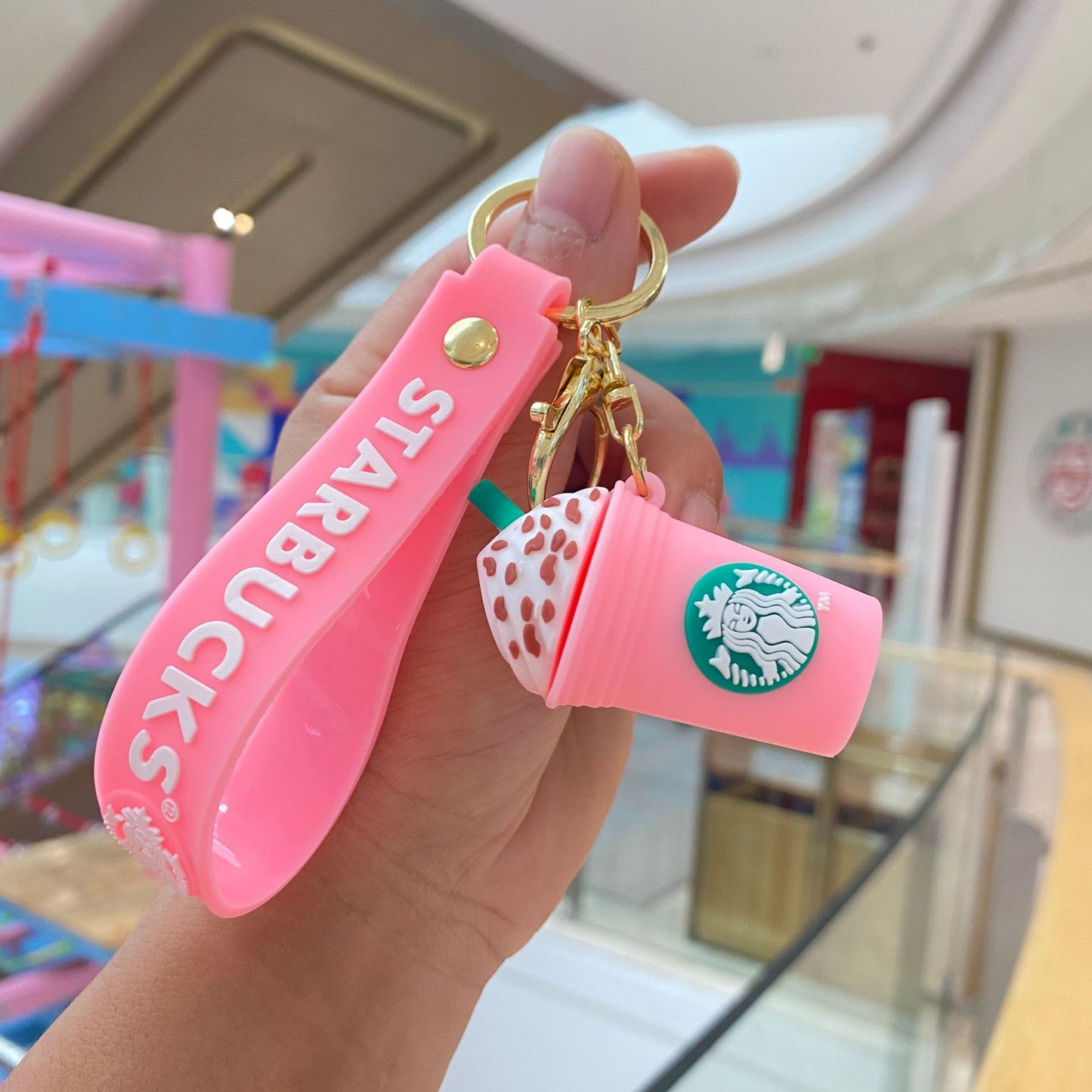 Cartoon Starbucks Milk Tea Silicone Keychains PengYu001