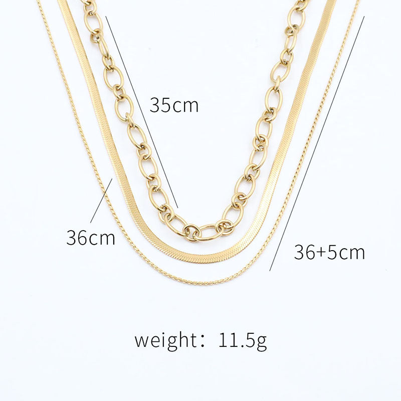 Stainless steel gold-plated multi-layer snake bone necklace MYA-XuanJ026