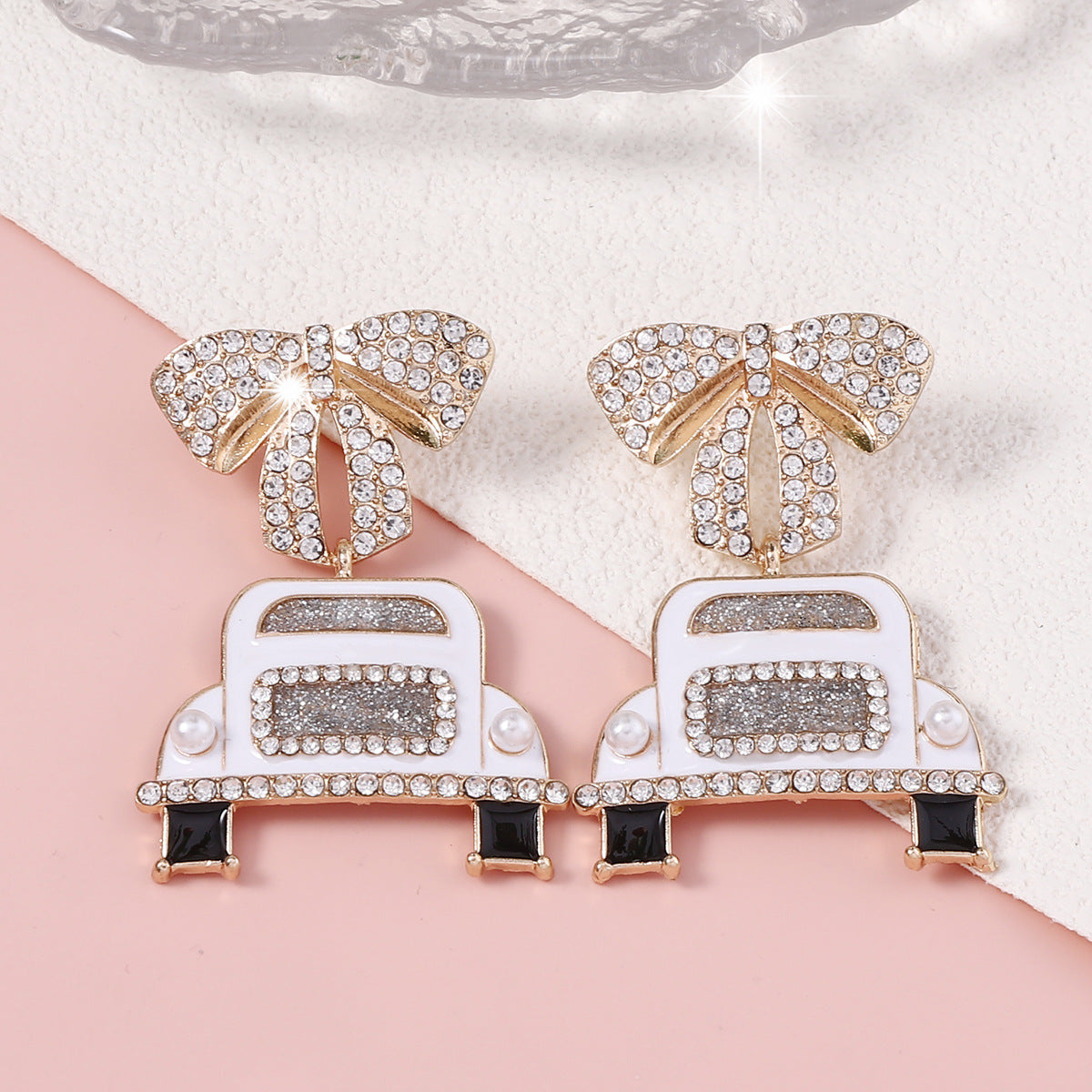 Alloy Full Diamond Fresh Bow Earrings MIC-YueL021