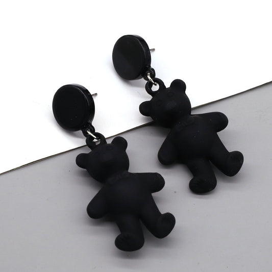 Acrylic Black Bear Earrings (Minimo de Compra 3) MIC-JueJ005