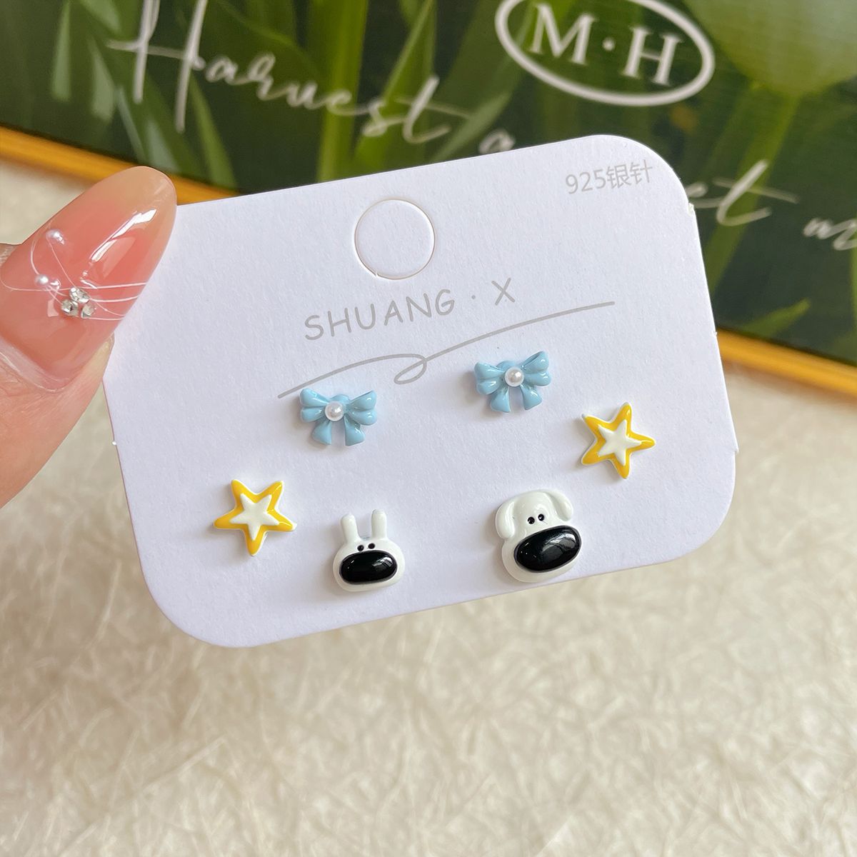 Alloy small fresh cartoon three piece earring set MIC-ShuangX048