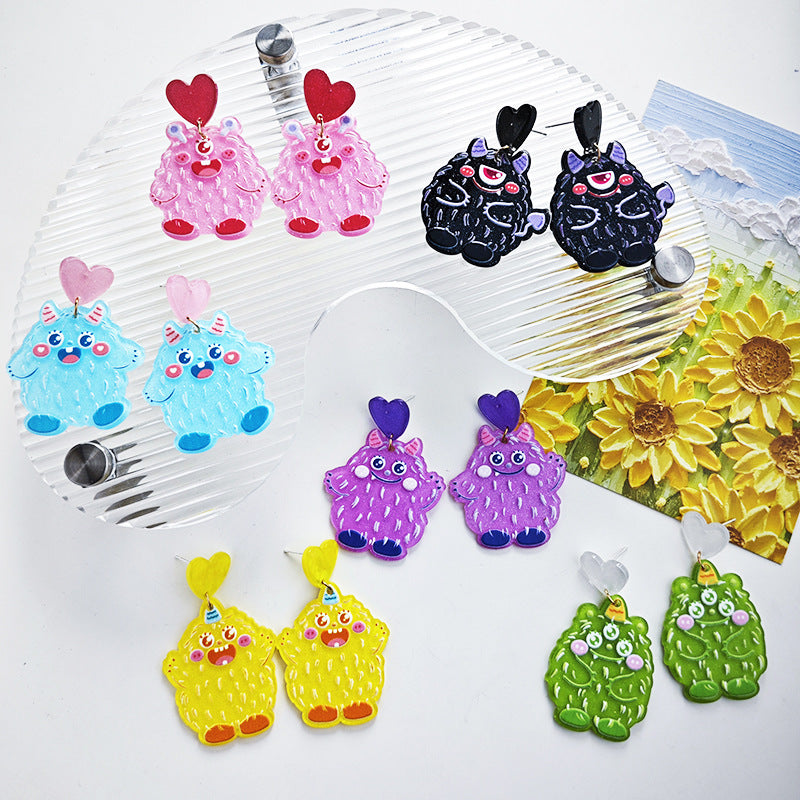 Alloy fine powder small monster earrings MIC-FanX018