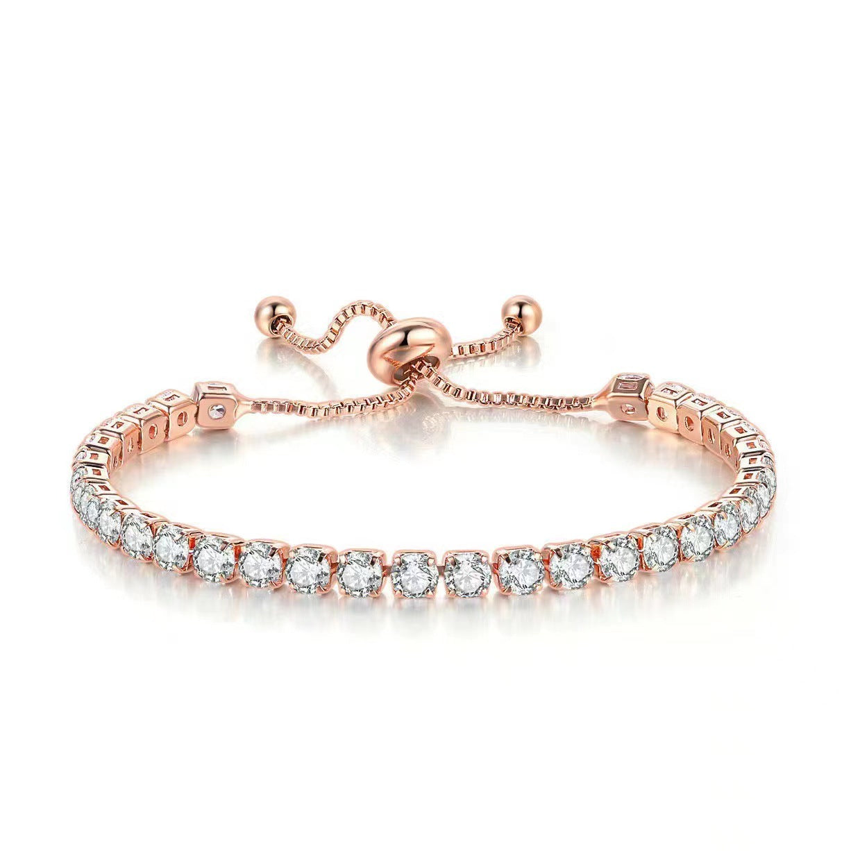 Alloy 4mm round single row full diamond bracelet (Minimo de Compra 2) MIC-LinD005