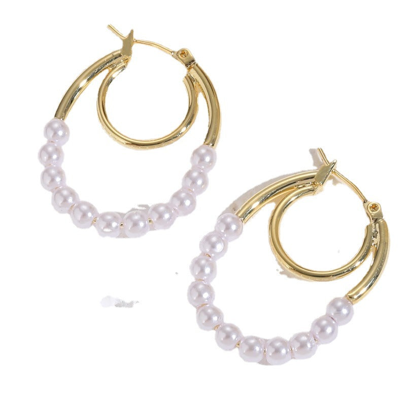 Alloy C-shaped pearl earrings (Minimo de Compra 2) MIC-YingS009