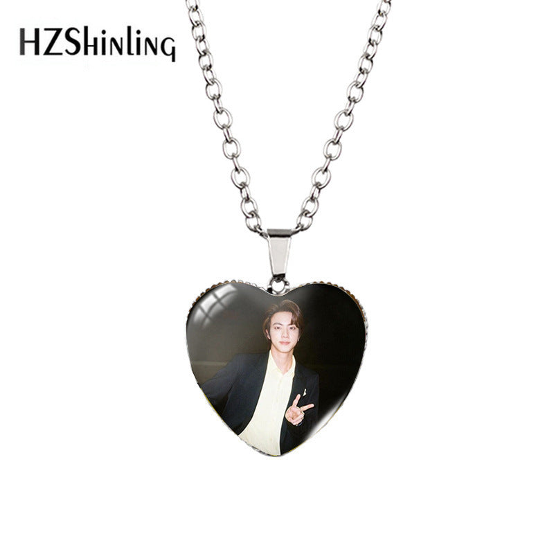 Alloy Time Gem Heart Necklace MYA-XiangL026