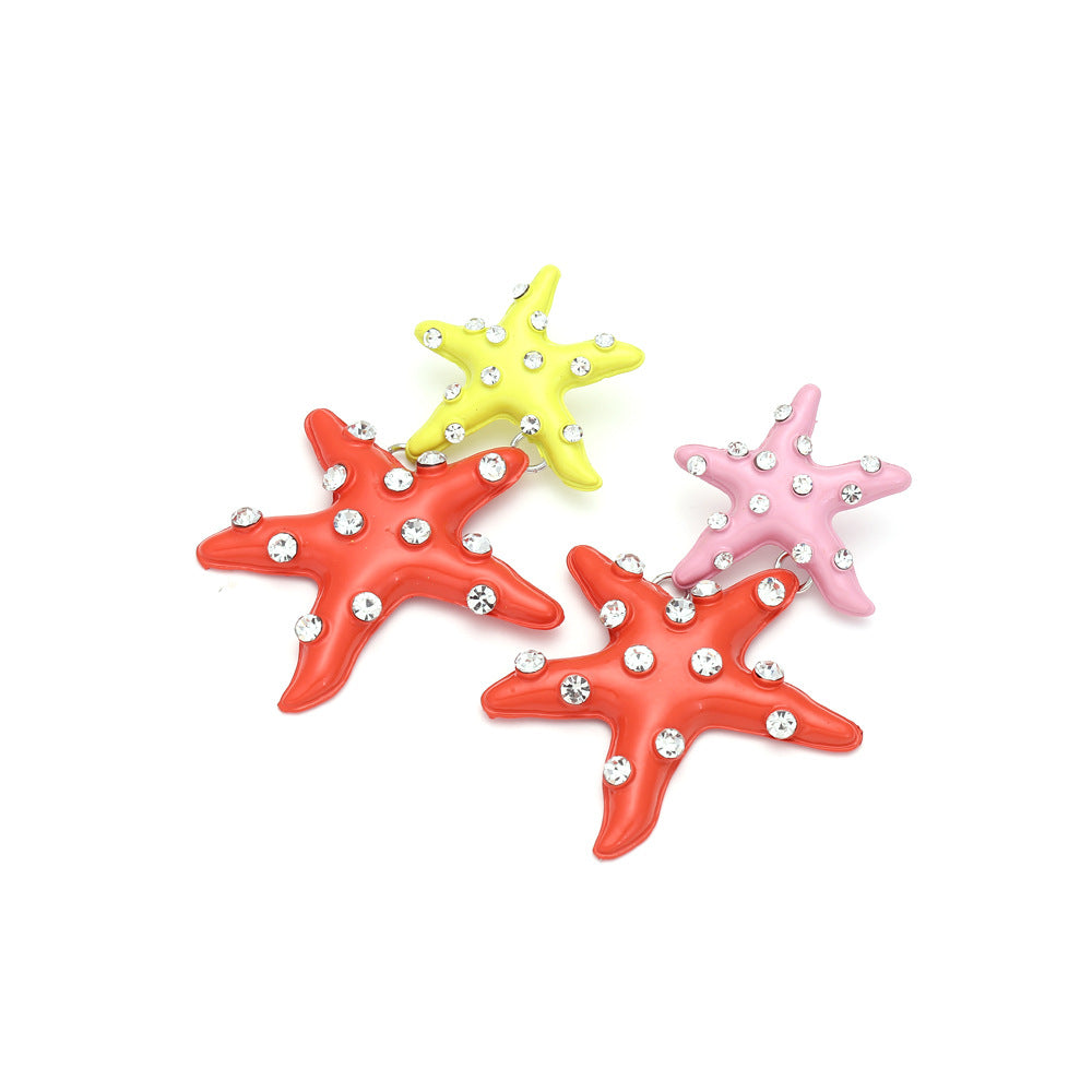 Alloy Water Diamond Star Earrings MIC-ManY071