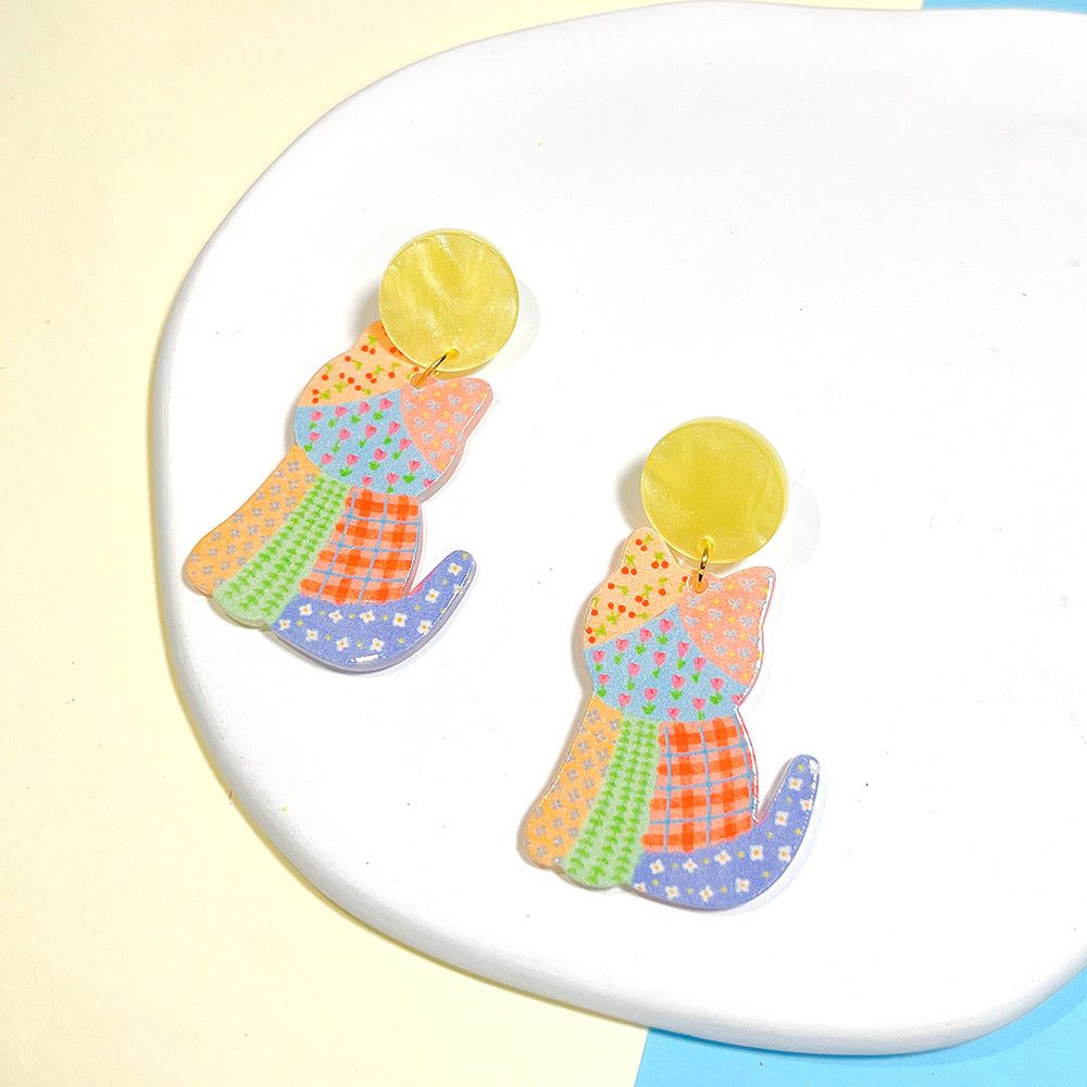 Acrylic New Cartoon Animal Earrings  (Minimo de Compra 2) MYA-PingH025