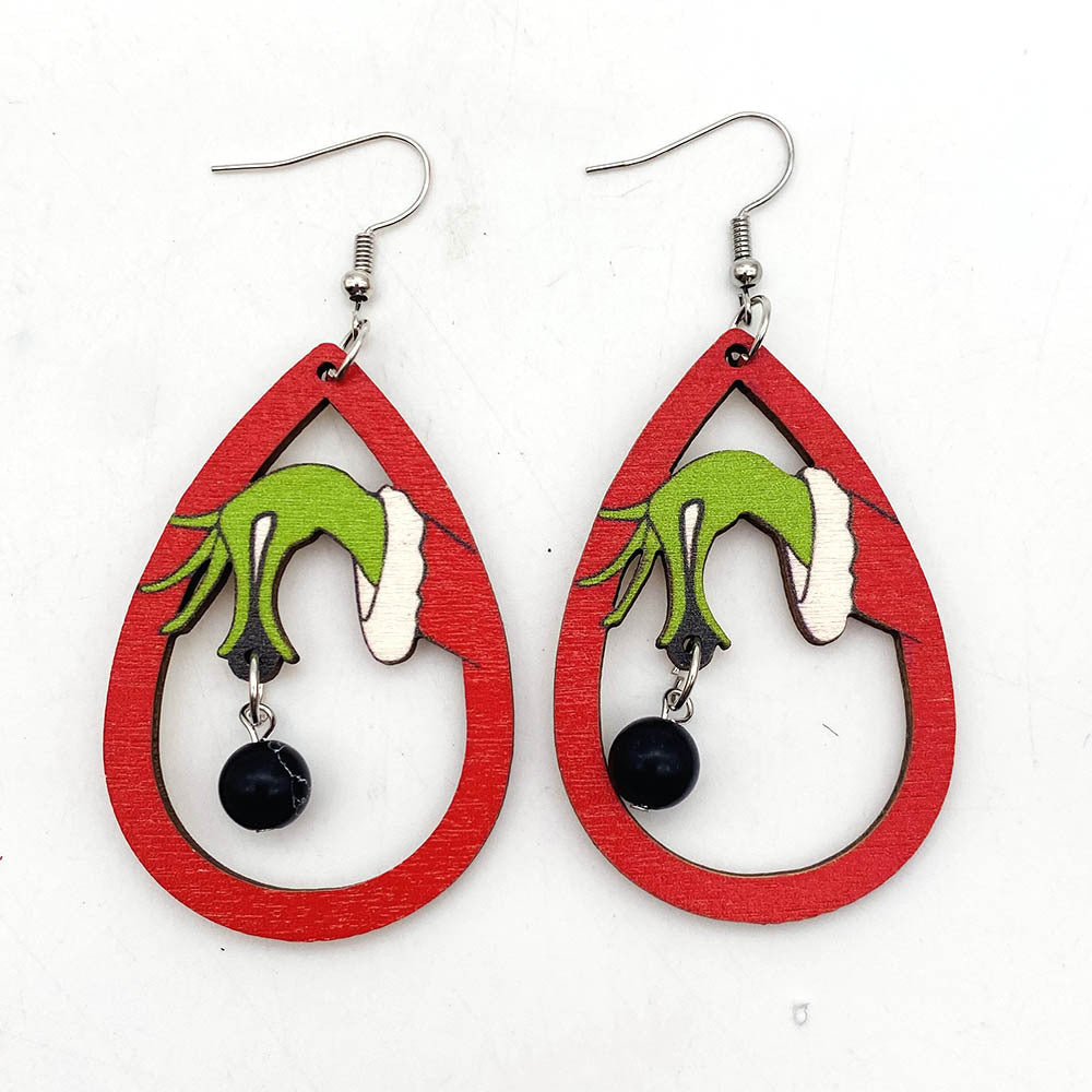 Acrylic Green Frog Wooden Earrings (Minimo de Compra 2) MYA-ChenY034