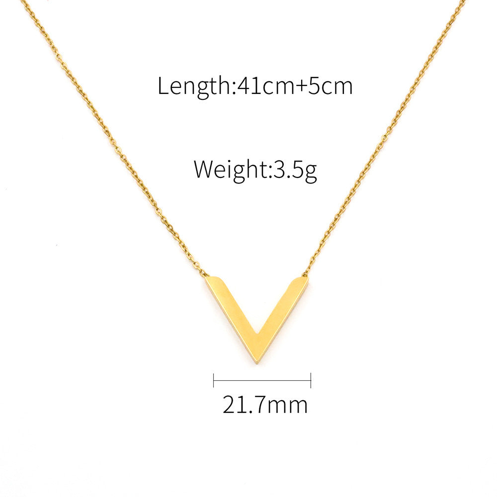 Stainless steel gold-plated V-letter necklace MYA-XuanJ027