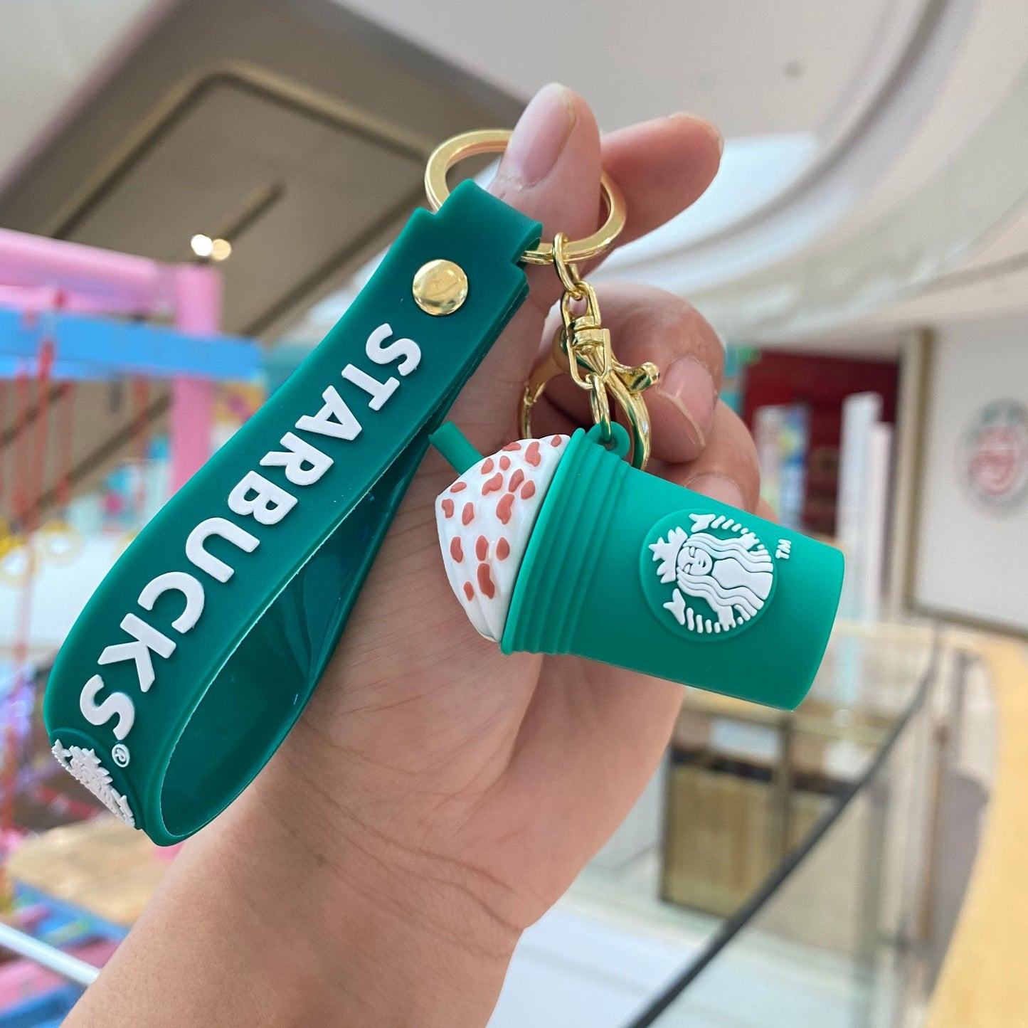 Cartoon Starbucks Milk Tea Silicone Keychains PengYu001