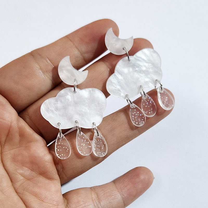 Acrylic Cloud Rainbow Lightning Earrings MYA-XueP095