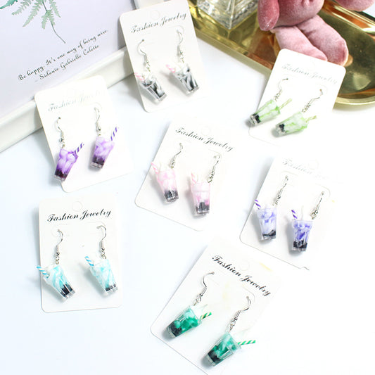 Acrylic Phantom Colored Pearl Earrings  (Minimo de Compra 2) MYA-PingH032