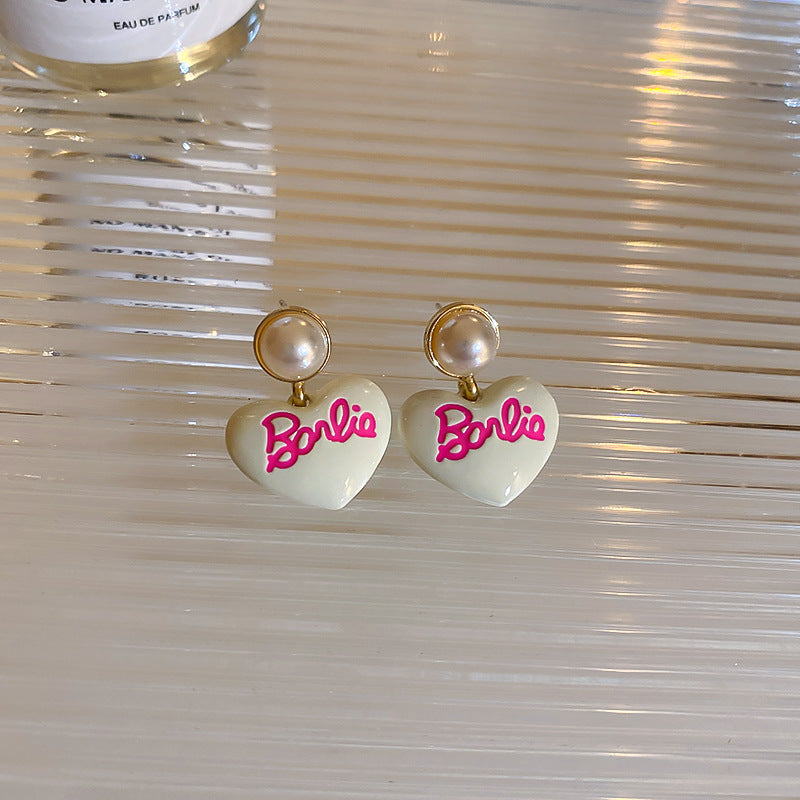 Alloy English Letter Pearl Dropping Oil Earrings (Minimo de Compra 2) MIC-BY004