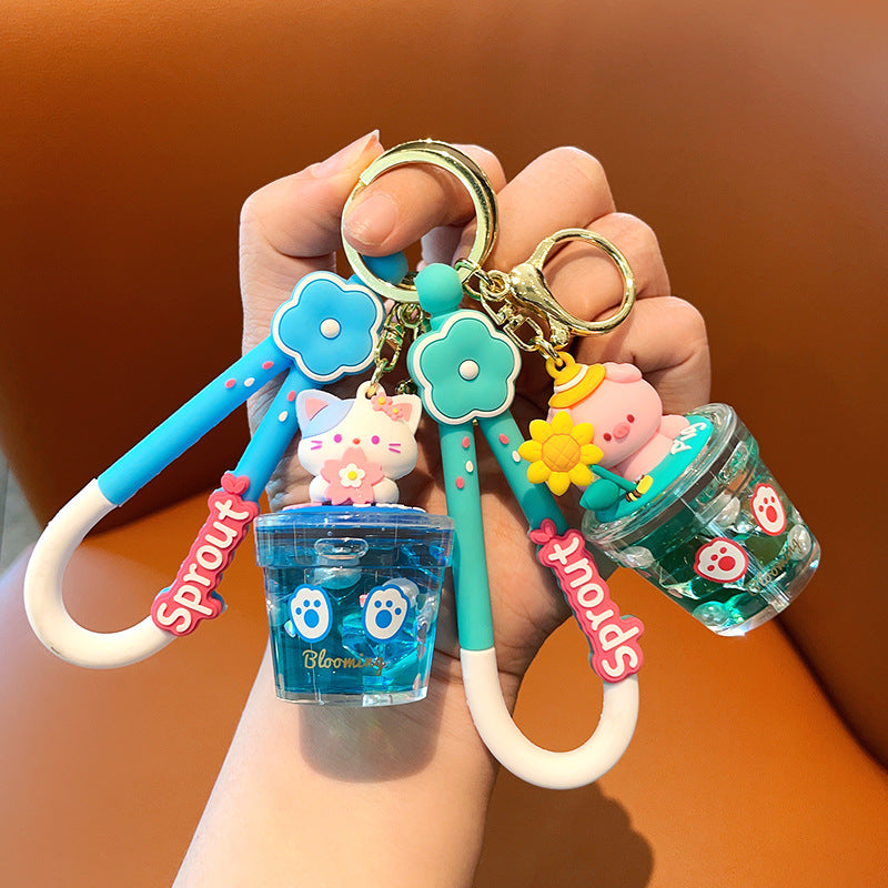 PVC oil flowing sand animal cartoon keychain MIC-MLZ022