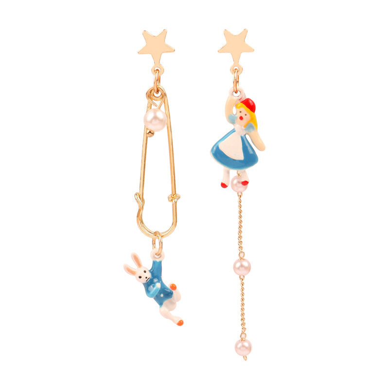 Alloy animal bow earrings Alice rabbit （Minimo de compra 2） MYA-FuZ009