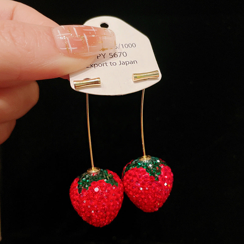 Alloy Diamond Strawberry Cherry Earrings MIC-HuiH010