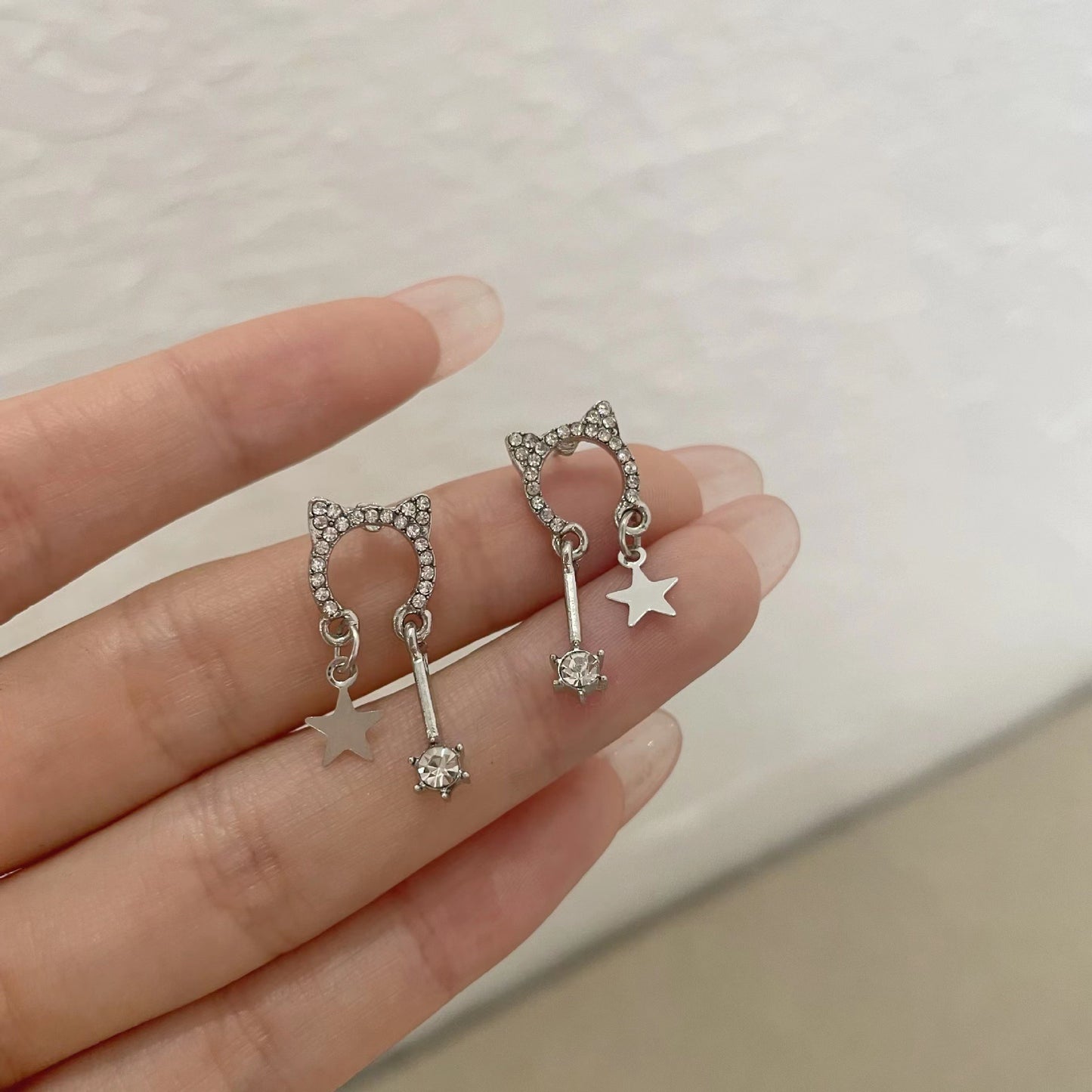 Asymmetric blue alloy earrings MIC-YinXin007