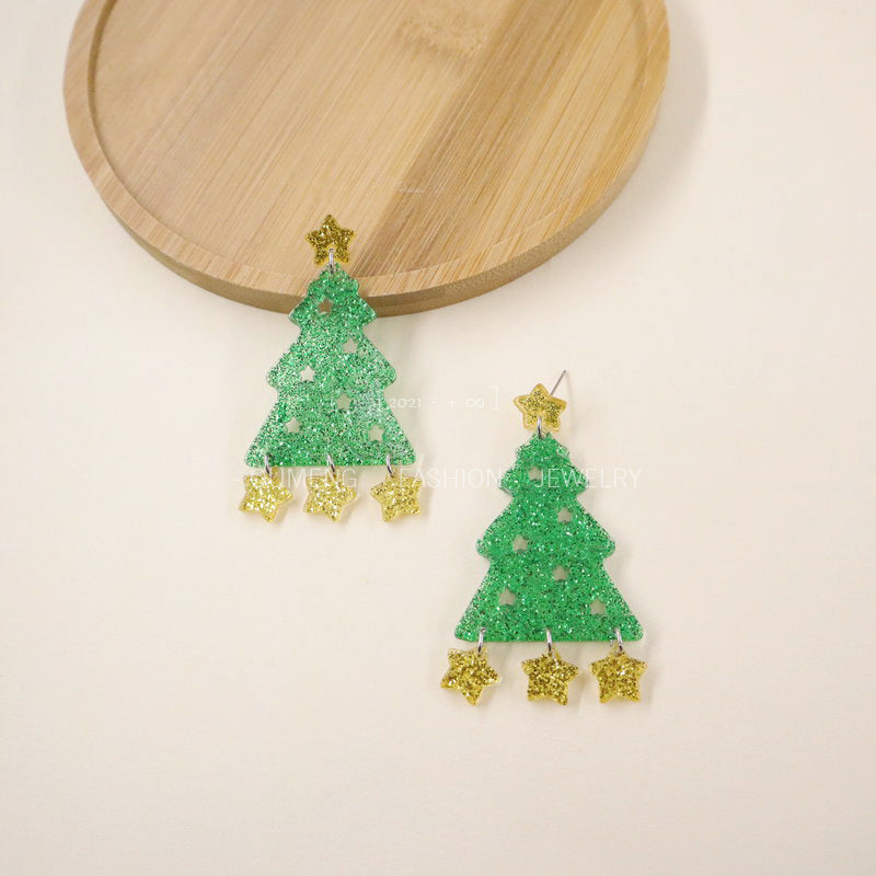 Acrylic Santa Claus Hat Earrings MIC-OuG086