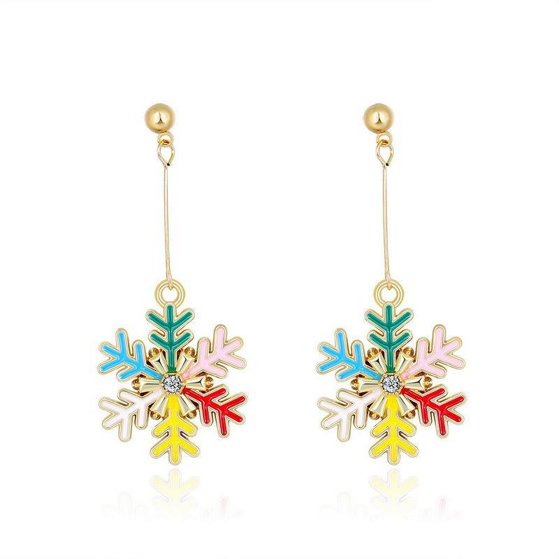 Alloy Christmas snowflake diamond earrings (Minimo de Compra 2)  MIC-YingH008