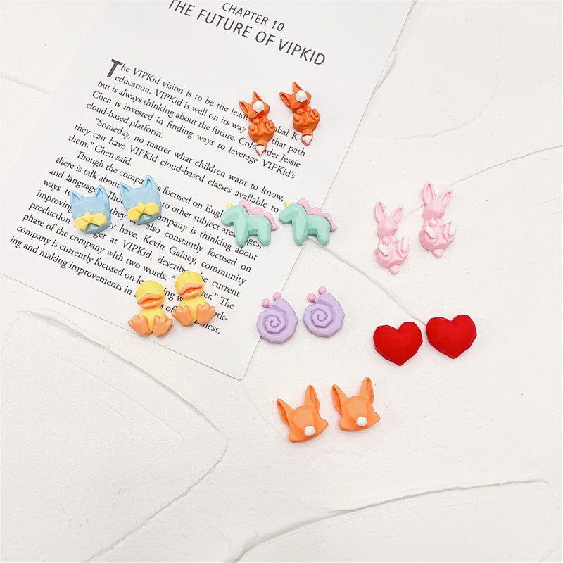 Resin Fox Rabbit Earrings (Minimo de Compra 2) MYA-WWHM048