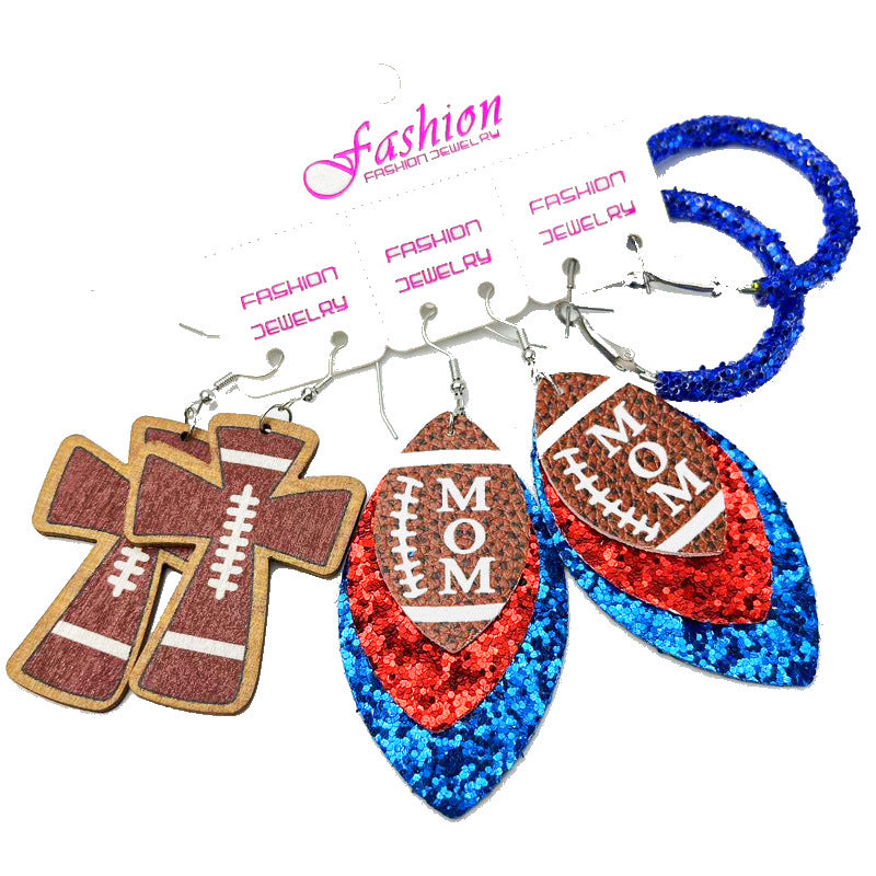 Alloy acrylic sports rugby earrings (Minimo de compra 2) MIC-HeY001