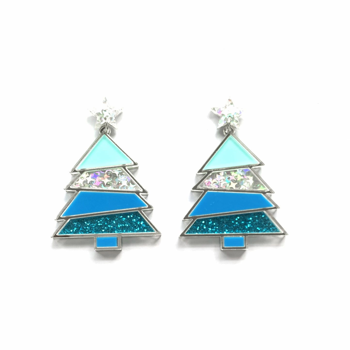 Acrylic Geometry Christmas Tree Earrings MIC-XueP124