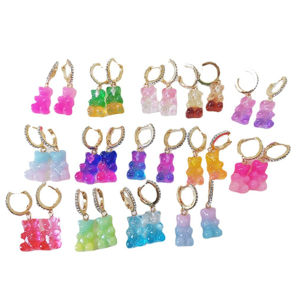 Alloy Mini Gradient Bear Earrings (Minimo de Compra 2) MIC-YingM005