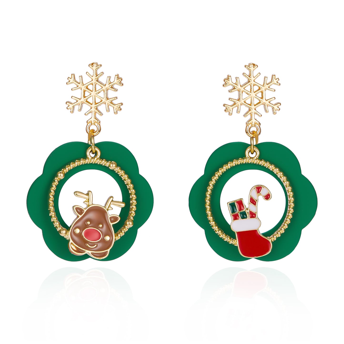 Alloy Santa Claus Bell Snowflake Earrings (Minimo de Compra 2)  MIC-JueH001