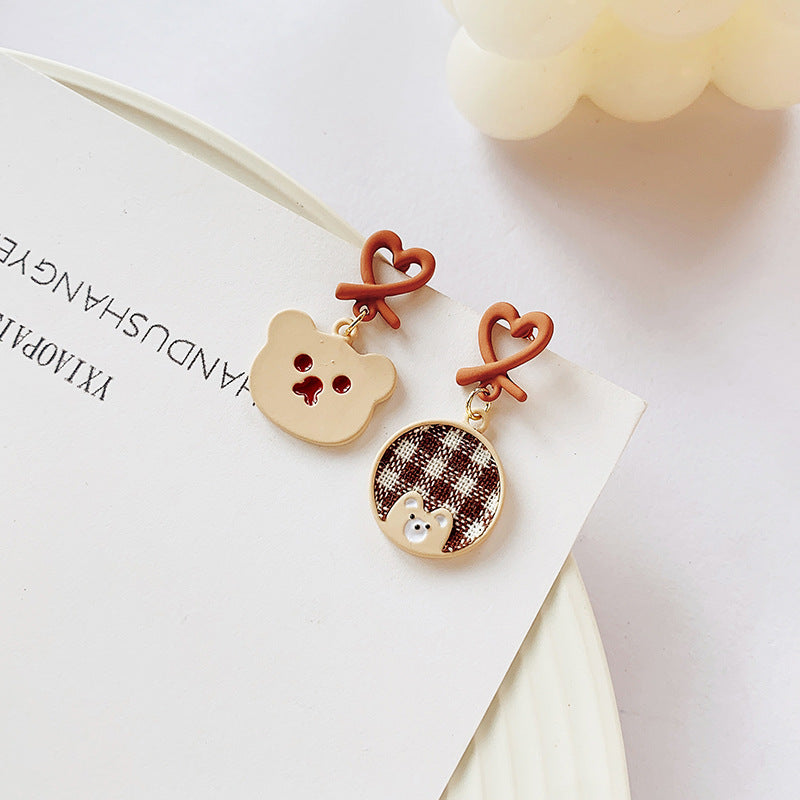 Alloy Asymmetric Love Bear Earstuds MIC-YuA005