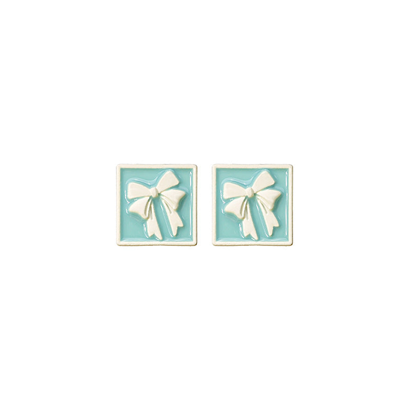 Alloy square circular bow shaped earrings (Minimo de Compra 2) MIC-MDD064