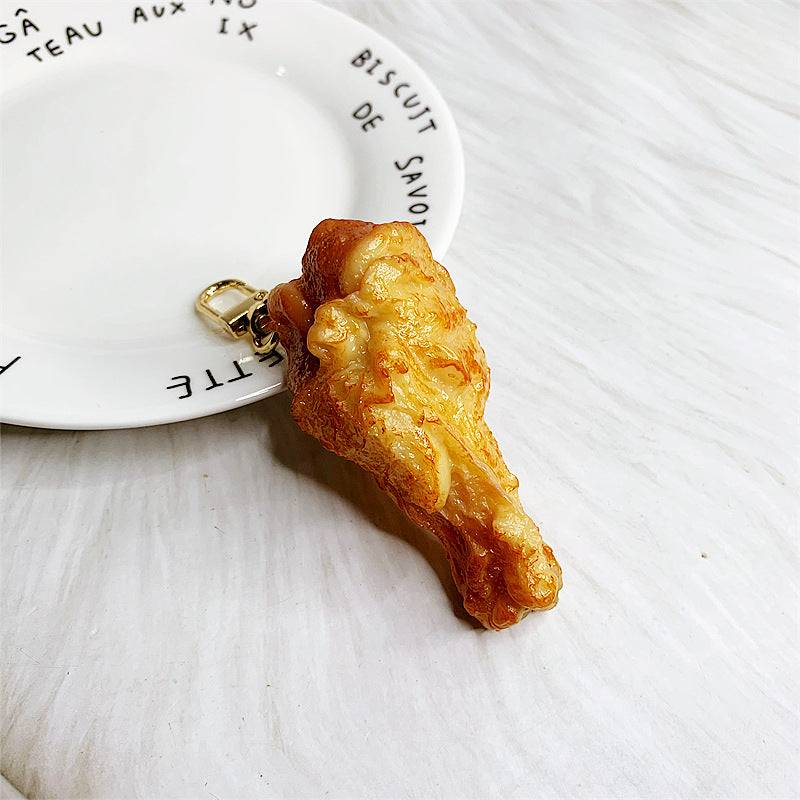 PVC Simulation Food Fried Chicken Drumstick Keychain DMF001