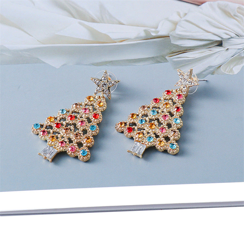 Alloy cartoon Christmas tree tassel earrings MIC-ChuY011