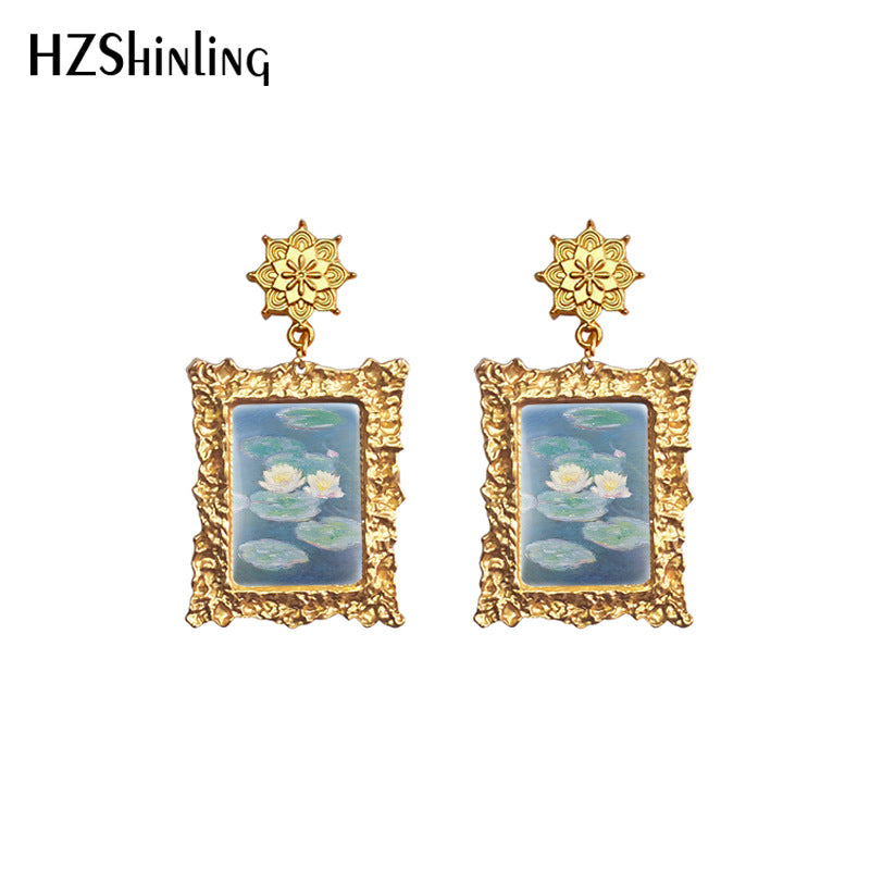 Alloy Vintage Picture Frame Earrings (Minimo de compra 5) MIC-XiangL058