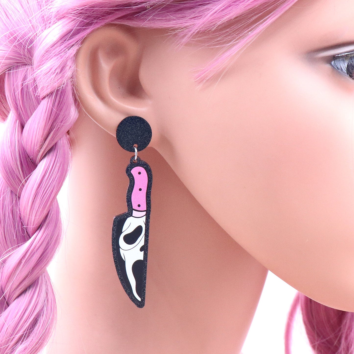 Acrylic Halloween Knife Ghost Skull Earrings (Minimo de compra 5) MIC-XiaoY046