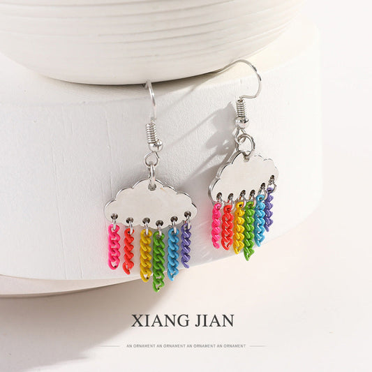 Cloud Rainbow Tassel Earrings  zhongyi014