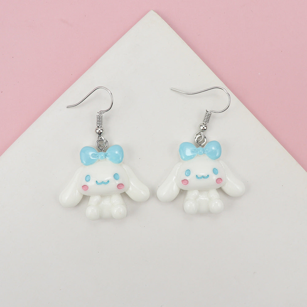 Acrylic Cute Little White Dog Earrings MYA-NiQ040