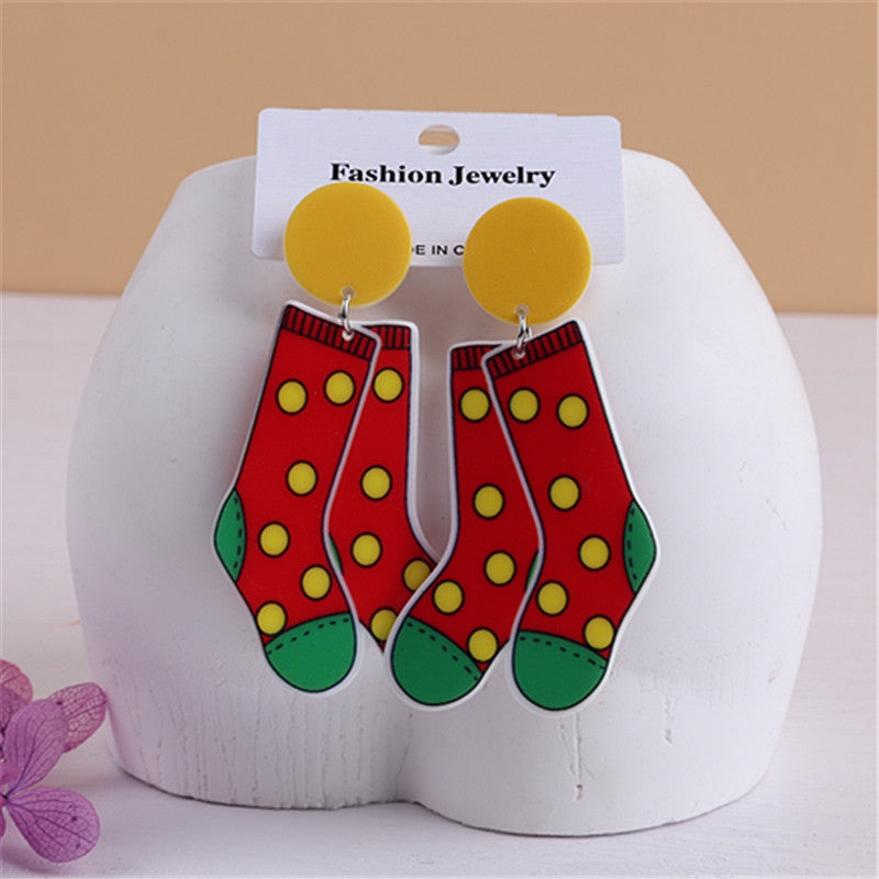 Acrylic printed Ice skate earrings MIC-ChouD012