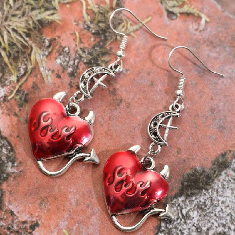 Acrylic Punk Red Heart Earrings MIC-LingX004