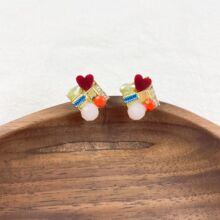 Resin Face Cover Bear Ear Studs MYA-YouM012