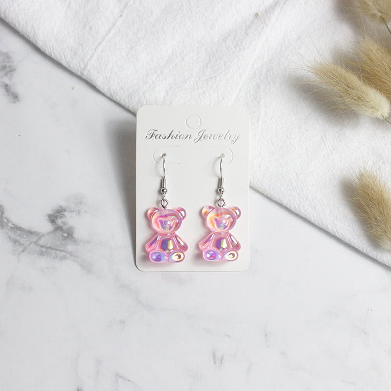 Acrylic Sweet Colorful Fresh Little Bear Earrings  (Minimo de Compra 2) MYA-PingH026