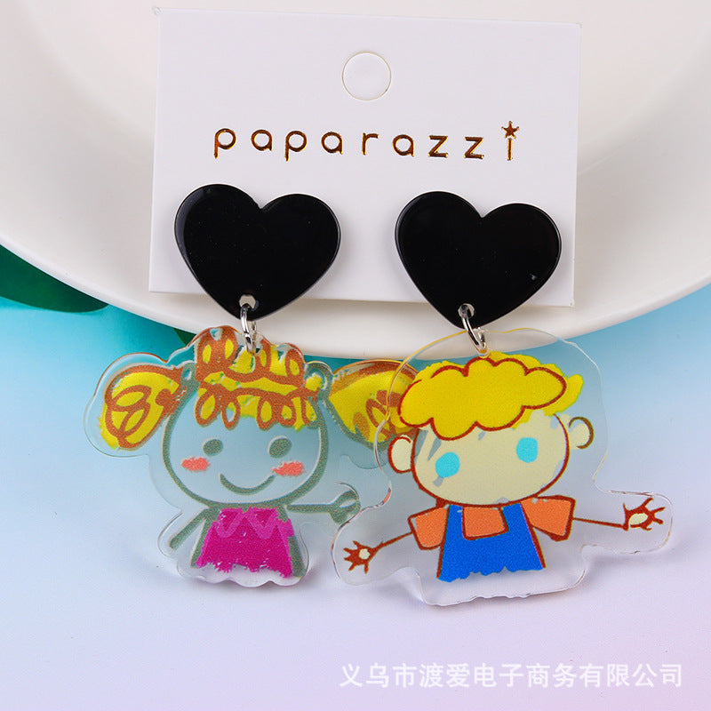 Acrylic cartoon dinosaur robot earrings MIC-DuAi008